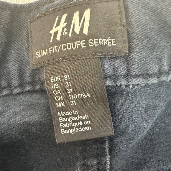 H&M Slim Fit Men's Dark Blue Pants Size 31 - Picture 2 of 4